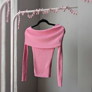 Zara Off-shoulder pink top